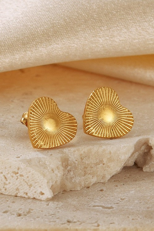 Starburst Heart Stud Earring-Gold