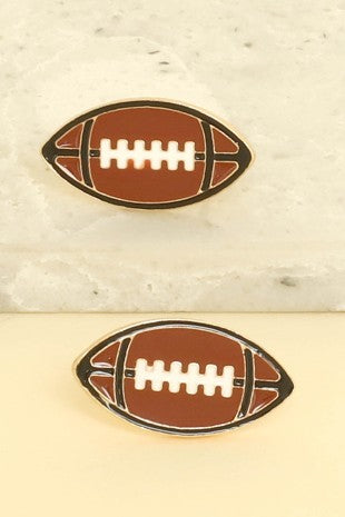 Football Enamel Stud Earring-Brown