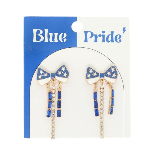 Enamel Star Bow Rhinestone Tail Earrings