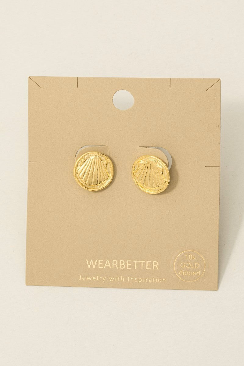 Stamped Shell Disk Earring