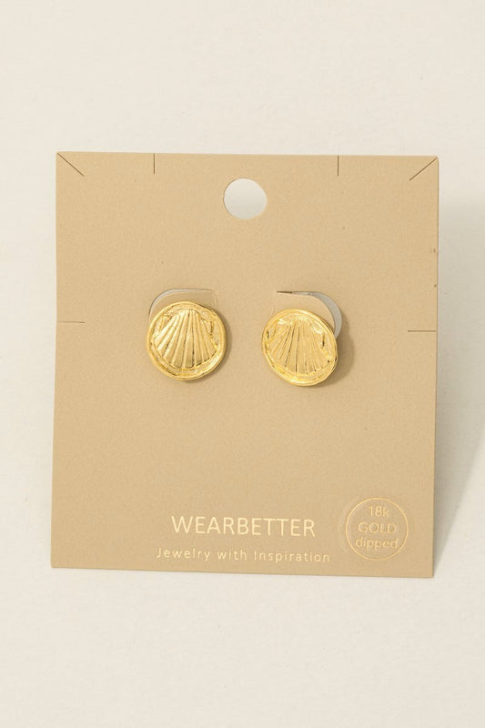 Stamped Shell Disk Earring