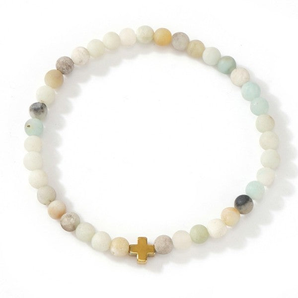 Natural Stone Cross Single Bracelet