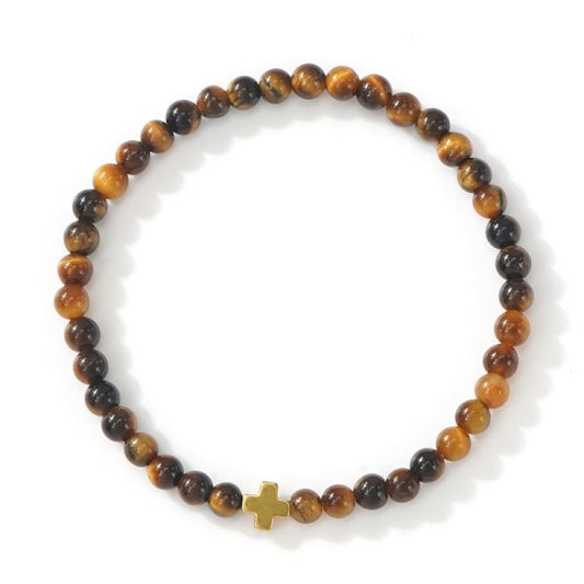 Natural Stone Cross Single Bracelet