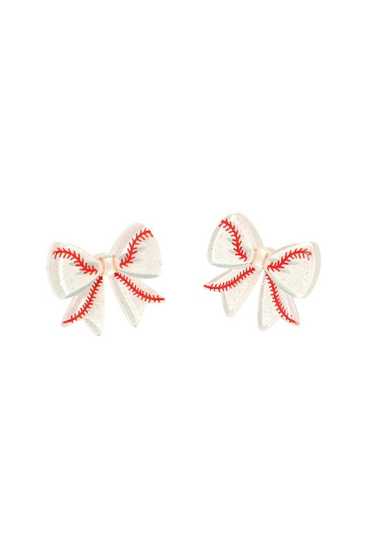 Acrylic Sports Bow Stud Earring