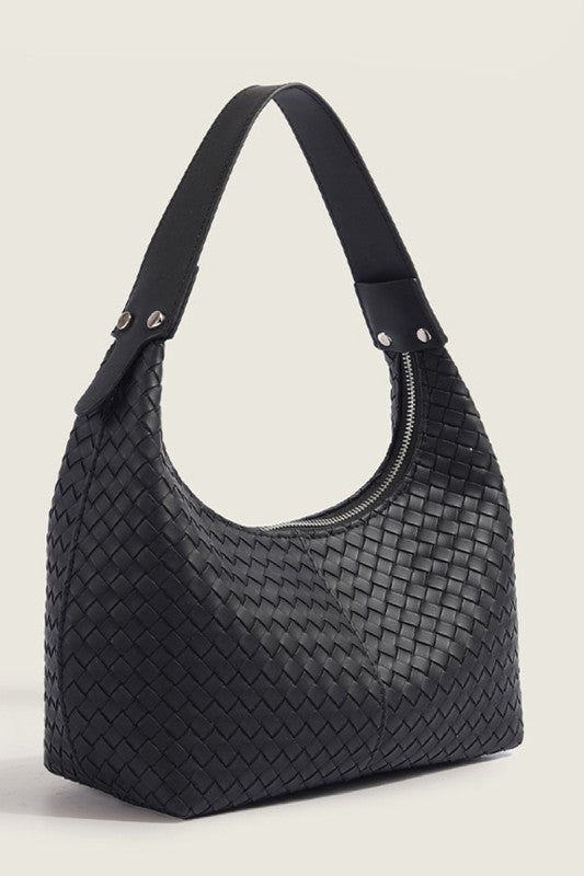 Woven Crescent Shoulder Handbag