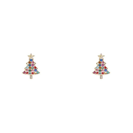 Rhinestone Star Topper Tree Stud Earring