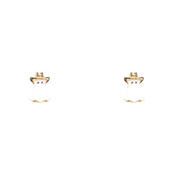 Gold & White Cowboy Ghost Stud Earring