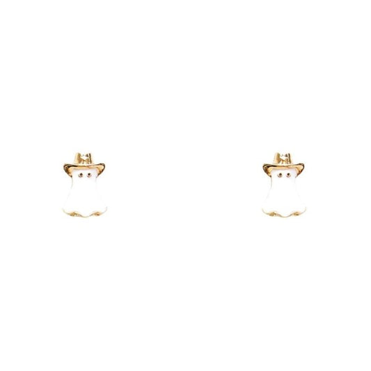 Gold & White Cowboy Ghost Stud Earring