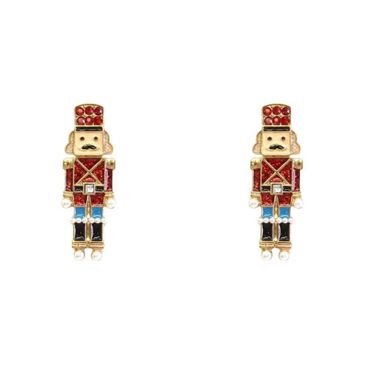 Nutcracker Stud Earring-Red