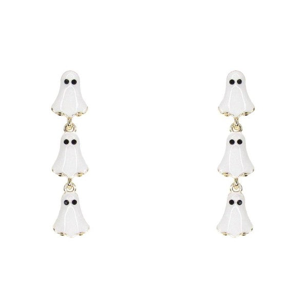 Enamel Triple Ghost Drop Earrings