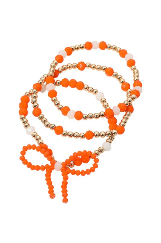Gameday Bow Beaded Bracelet Set