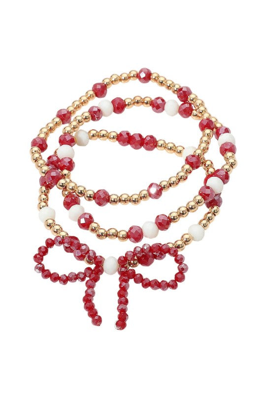 Gameday Bow Beaded Bracelet Set