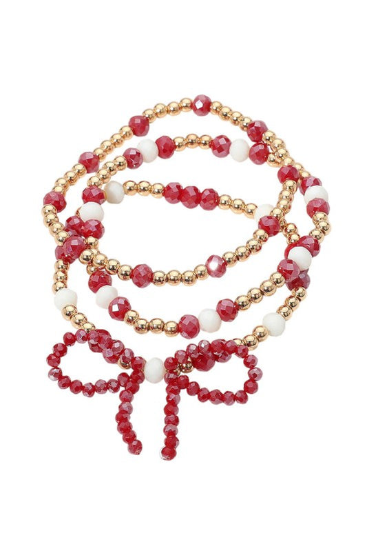 Gameday Bow Beaded Bracelet Set