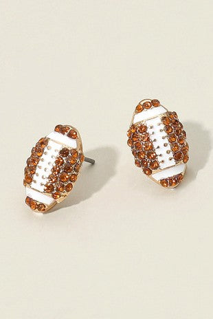 Small Rhinestone Football Stud Earring