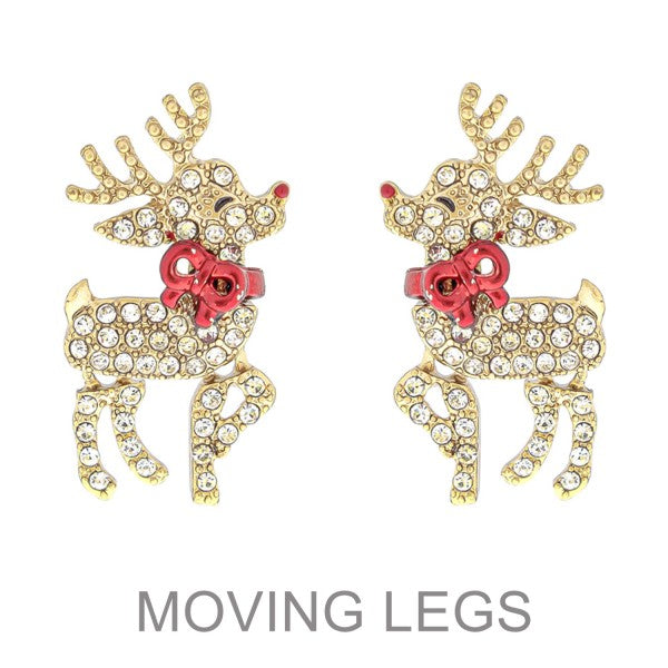 Rudolph Sparkle Moveable Legs Earring