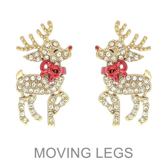 Rudolph Sparkle Moveable Legs Earring