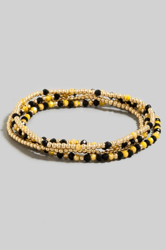 Gameday Mini Gold Ball Beaded Bracelet Set