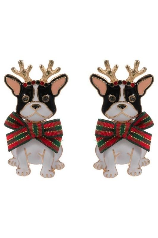 Frenchie Antler Bow Post Earring