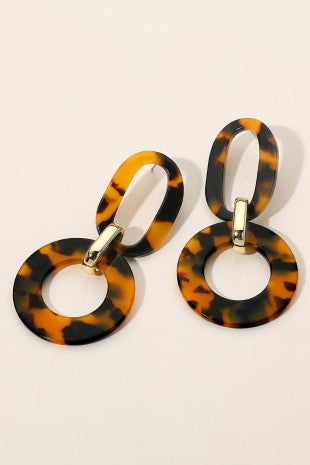 Interlocking Geo Tortoise Drop Earrings