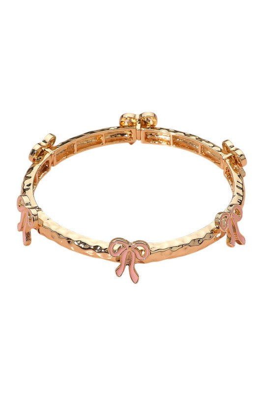 Enamel Bow Hammered Metal Bracelet