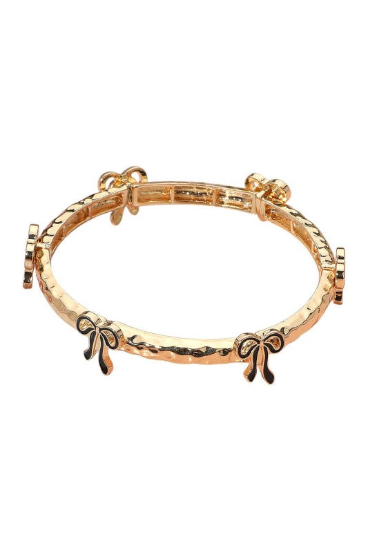 Enamel Bow Hammered Metal Bracelet