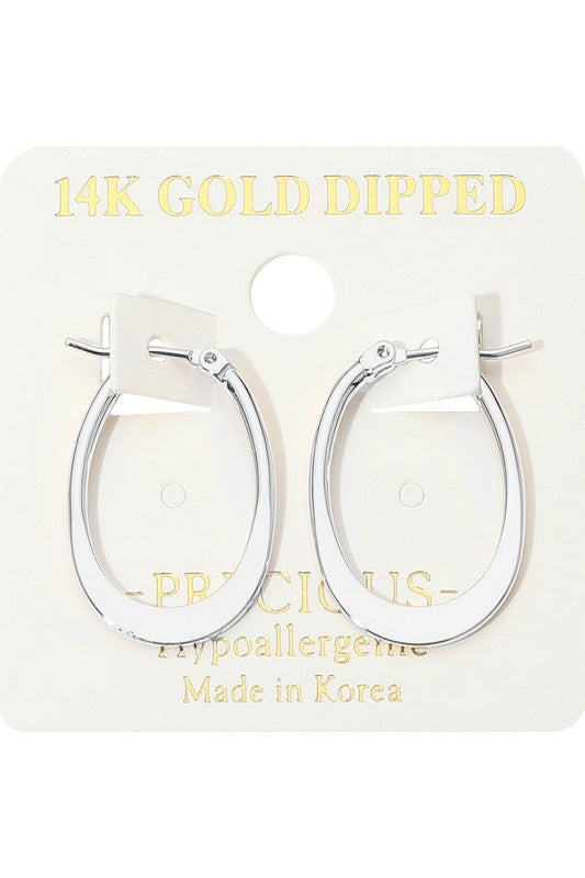 Polished Metal Oval Hoop Earring