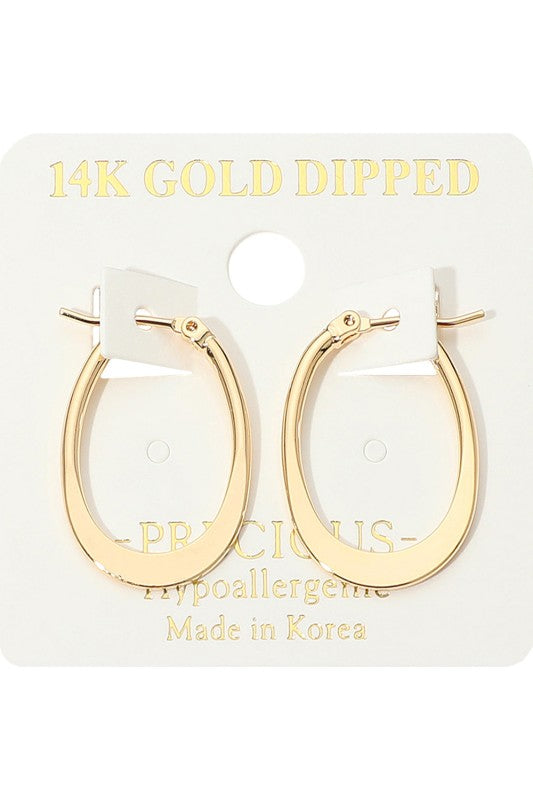 Polished Metal Oval Hoop Earring