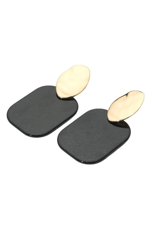 Geo Square Plate Drop Earring