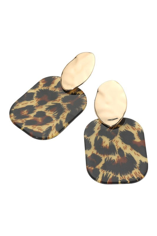 Geo Square Plate Drop Earring