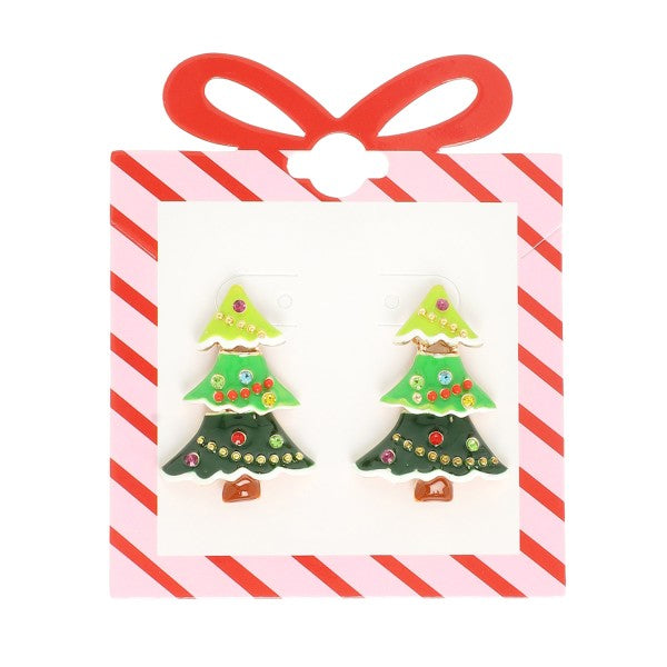 Tiered Enamel Christmas Tree Earring