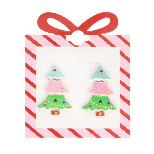Tiered Enamel Christmas Tree Earring