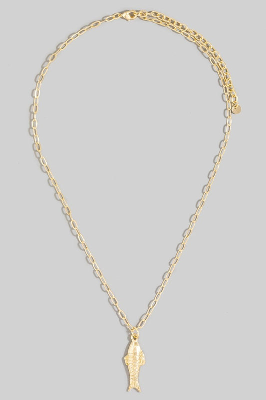Sealife Fish Chain Necklace-Gold