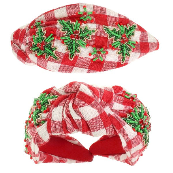 Holiday Red Gingham Knotted Headband