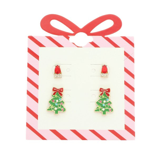 Christmas Theme Set of 2 Stud Earring Sets