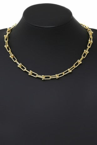 Gold Horse Bit Link Chain Necklace