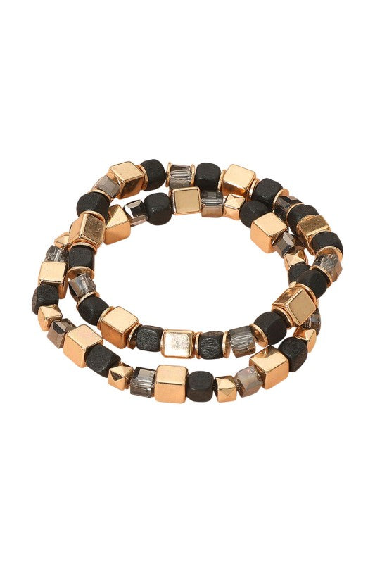 Mixed Cube Bead Bracelet Set