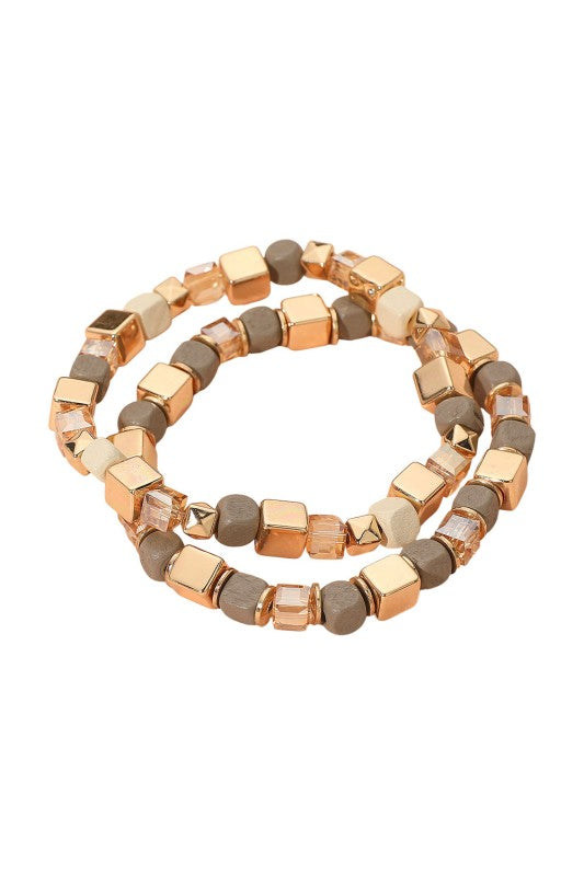 Mixed Cube Bead Bracelet Set