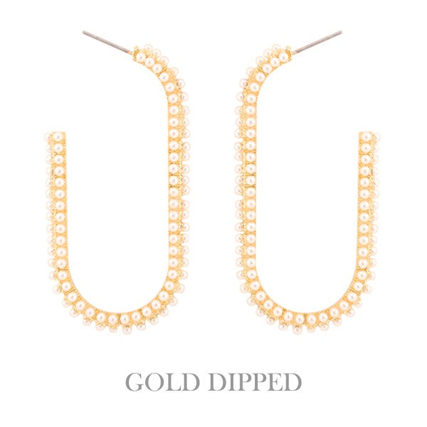 Pearl Pave Rectangle Hoop Earring