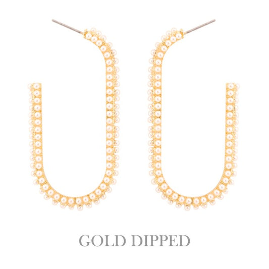 Pearl Pave Rectangle Hoop Earring