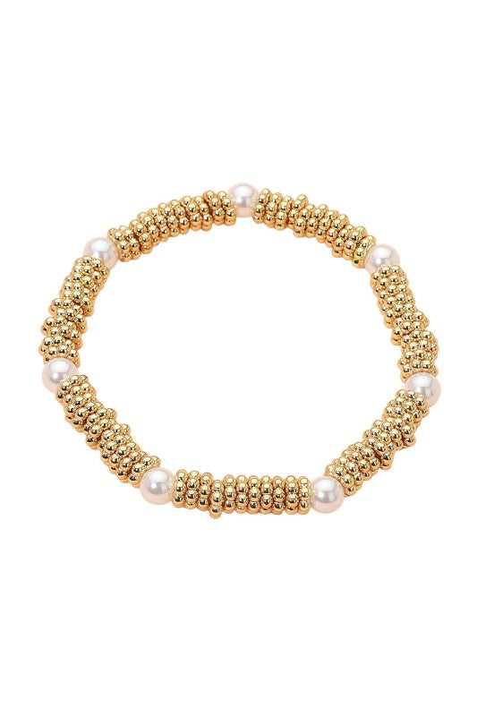 Mini Ball Bead Disc & Pearl Bracelet