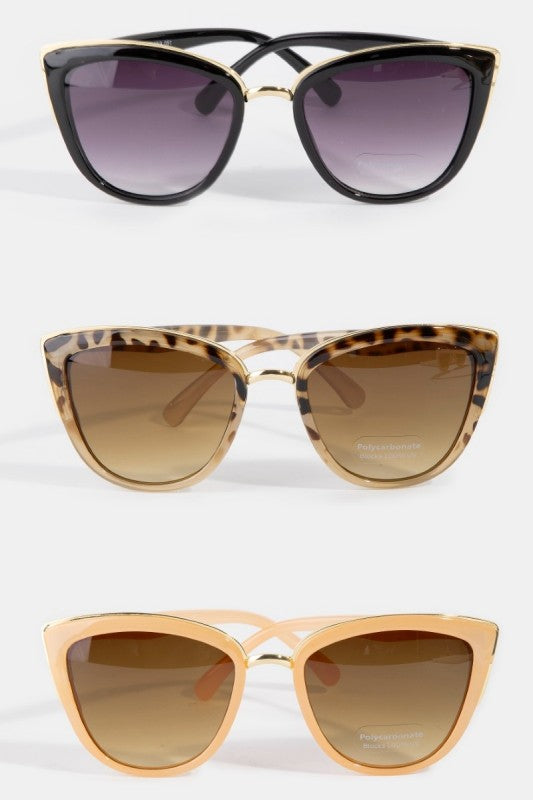 Acetate Gold Trim Cat Eye Sunglasses