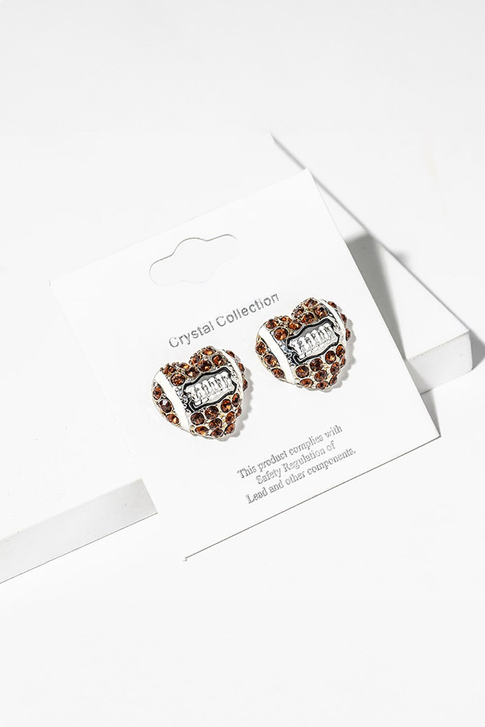 Rhinestone Heart Football Stud Earring