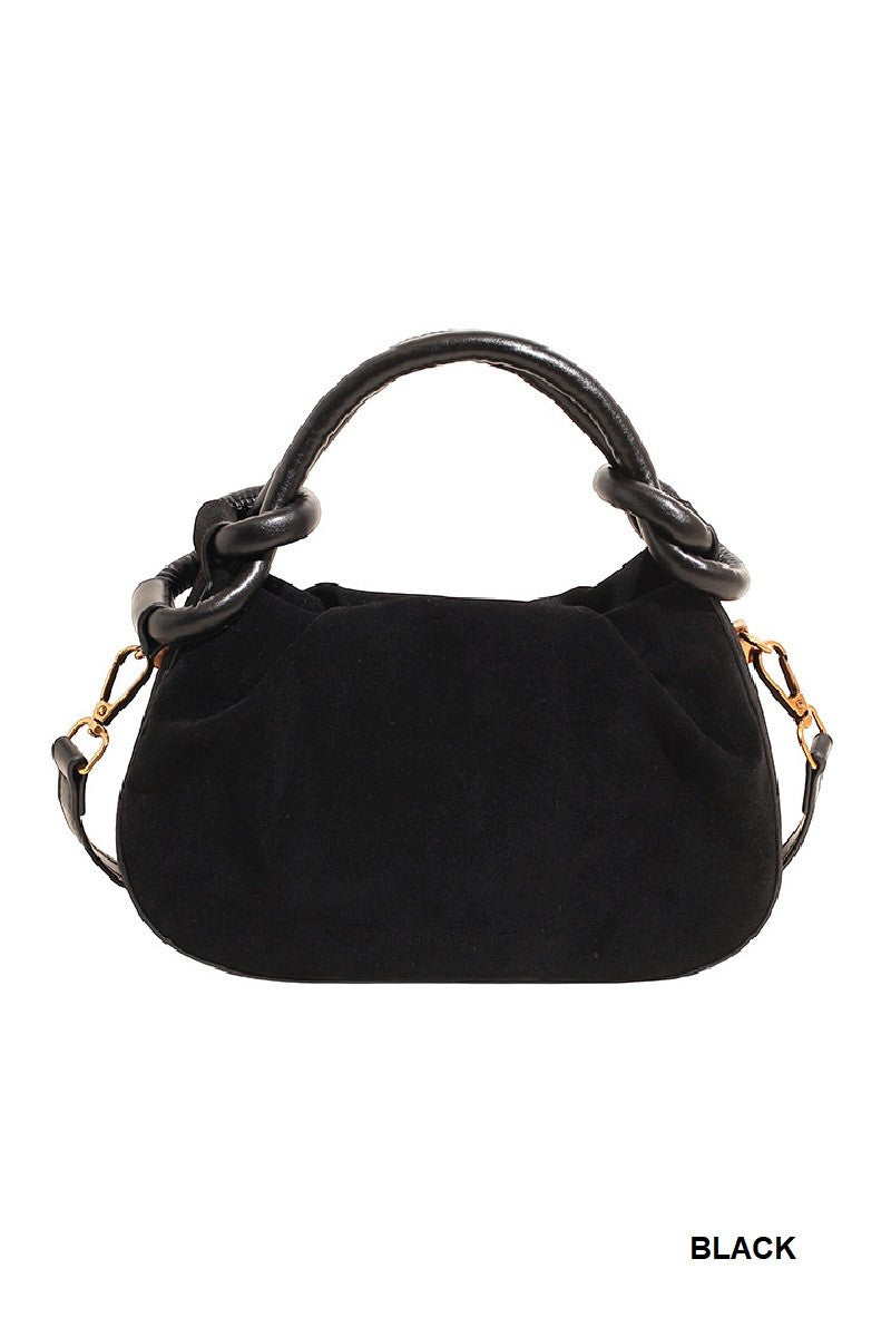 Faux Suede Rouched Mini Handbag