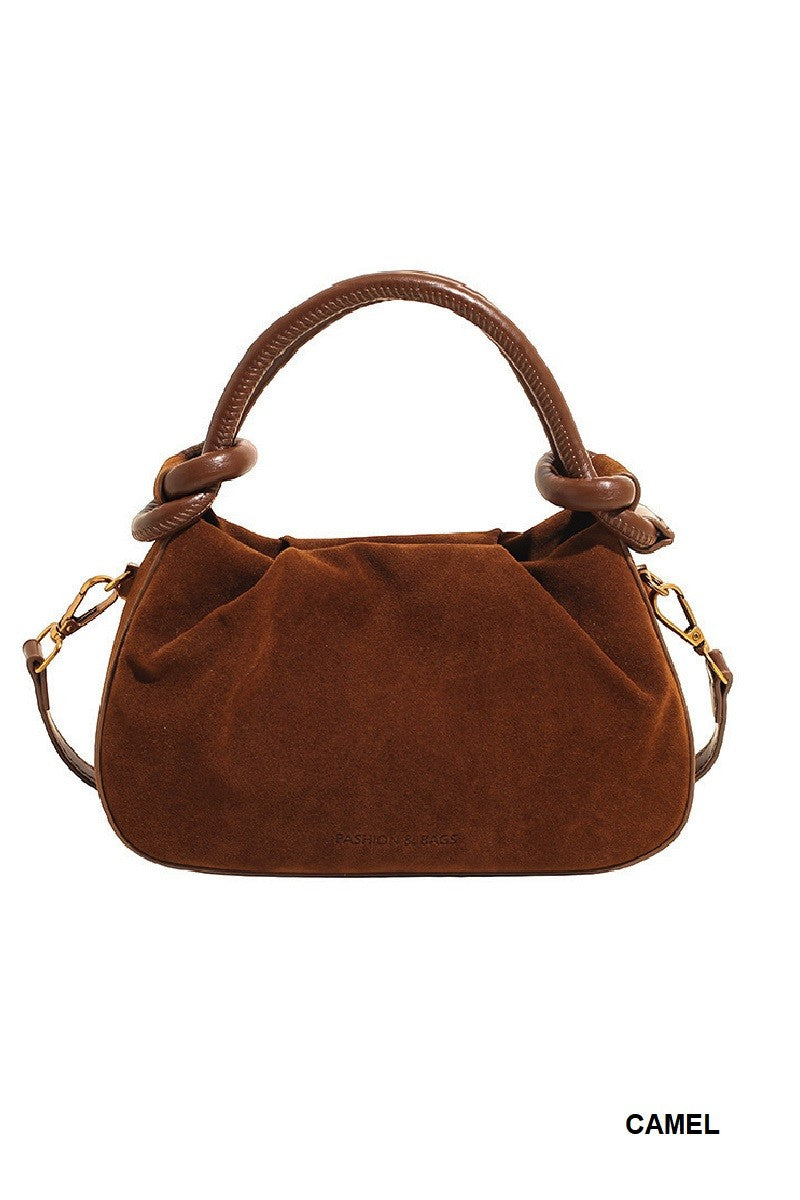 Faux Suede Rouched Mini Handbag