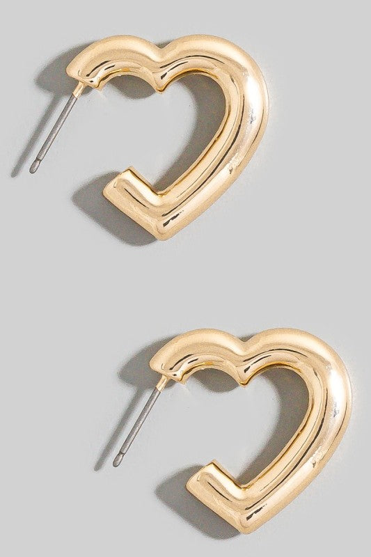 Heart Hoop w/Gold Ball Back Earring