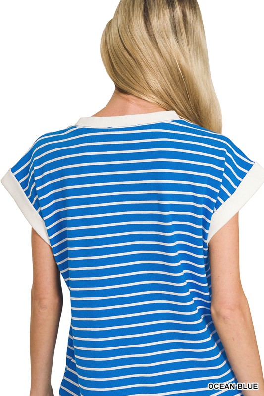 Striped Contrast Trim T-Shirt Dress