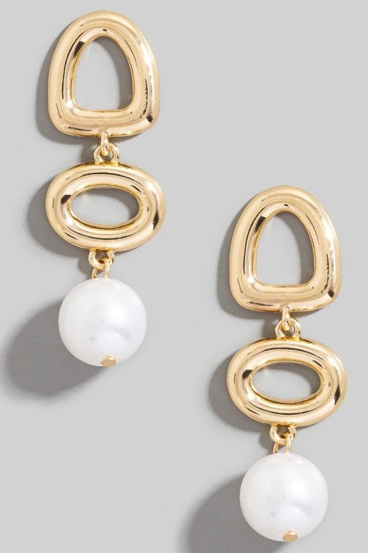 Geo Shapes Pearl Drop Earring