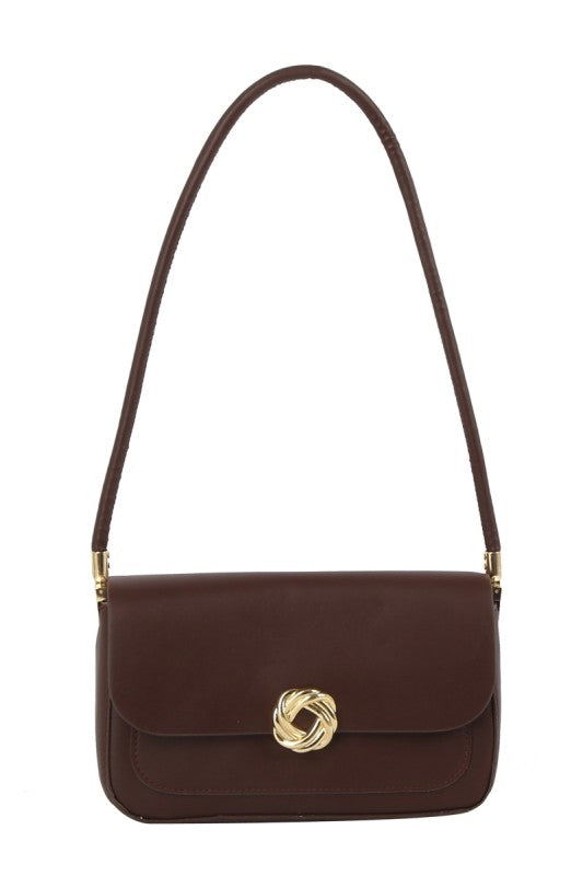 Knotted Ring Flap Shoulder Bag