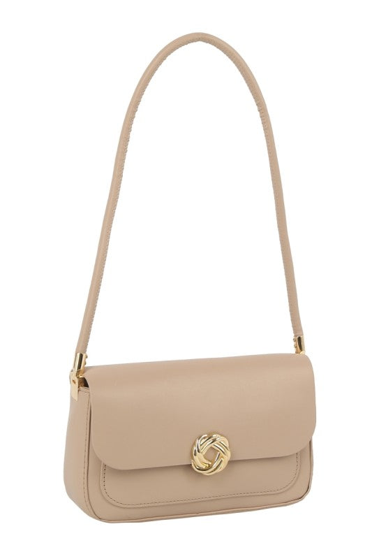 Knotted Ring Flap Shoulder Bag