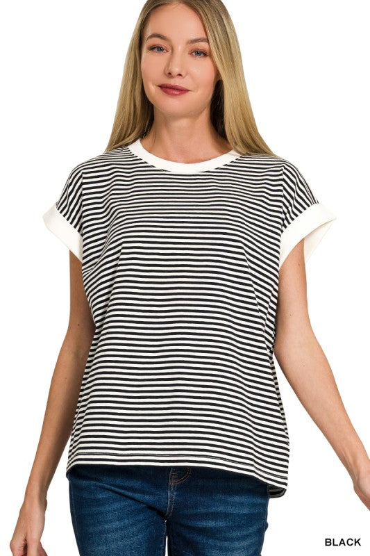 Skinny Stripe Contrast Trim Top